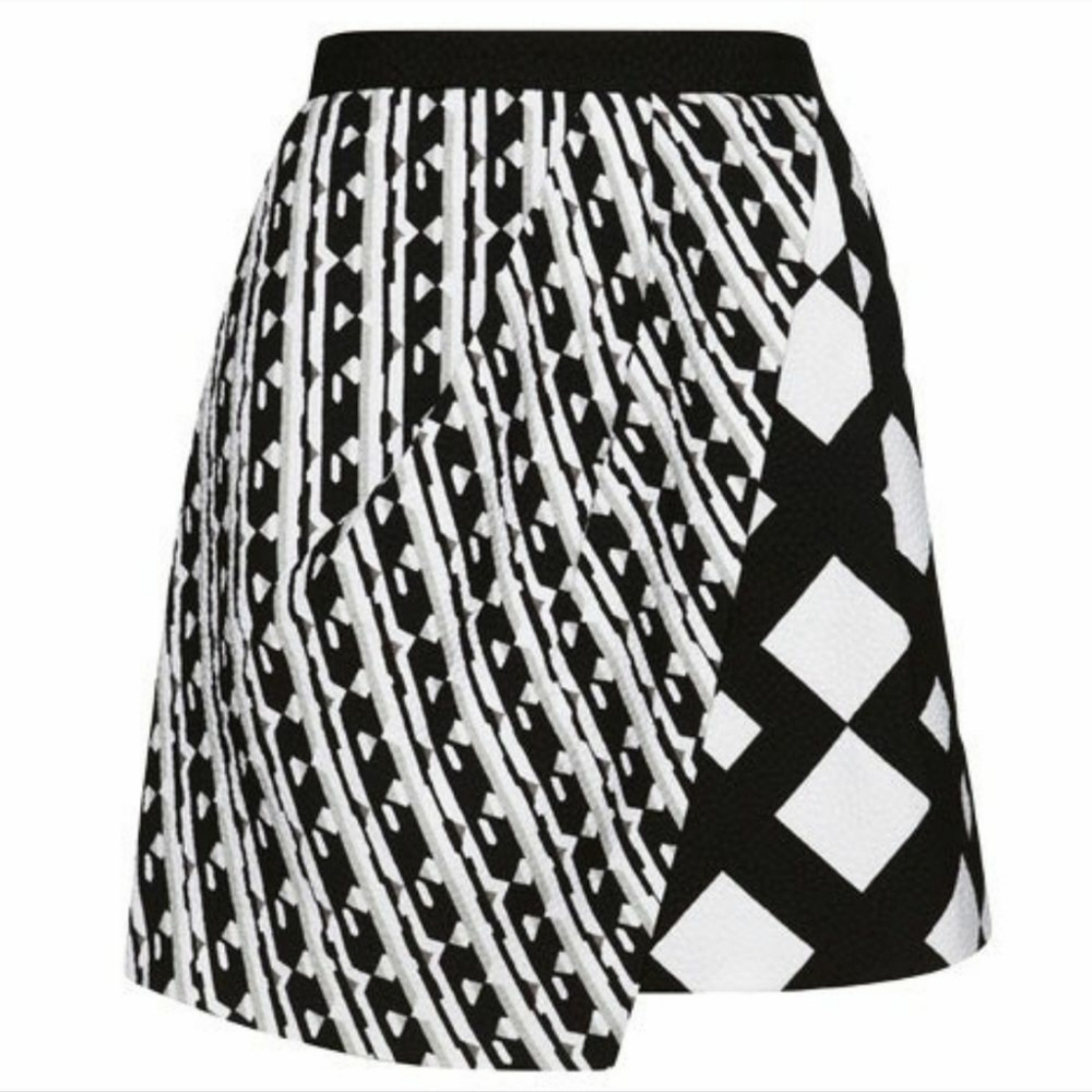 Peter Pilotto Target Textured Geometric Wrap Skirt Black White Asymmetrical • 6